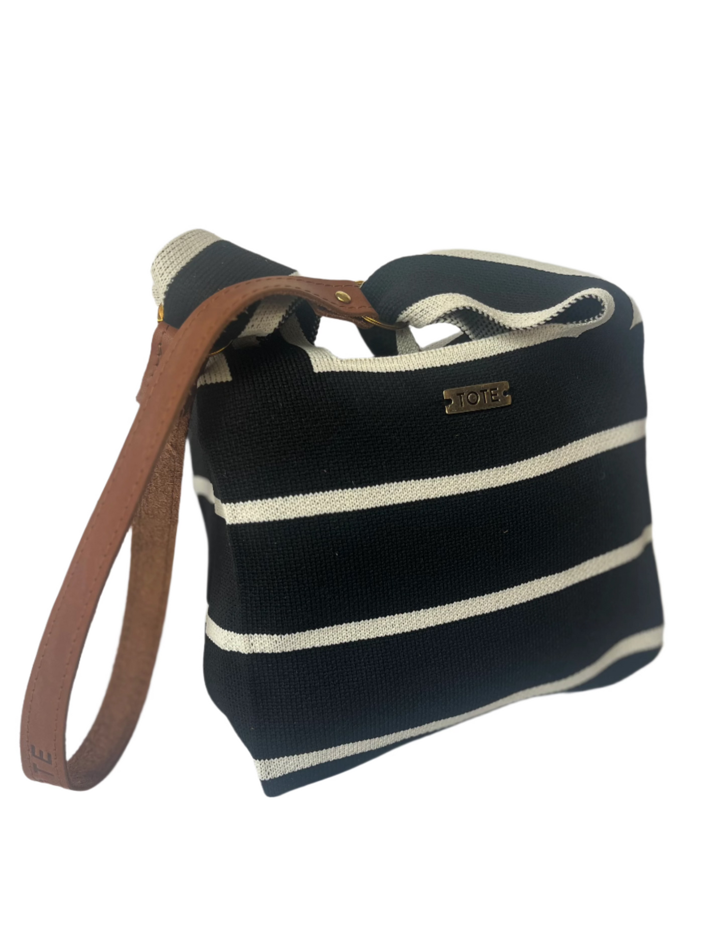 Tote Petite Shopper - Black & beige stripe