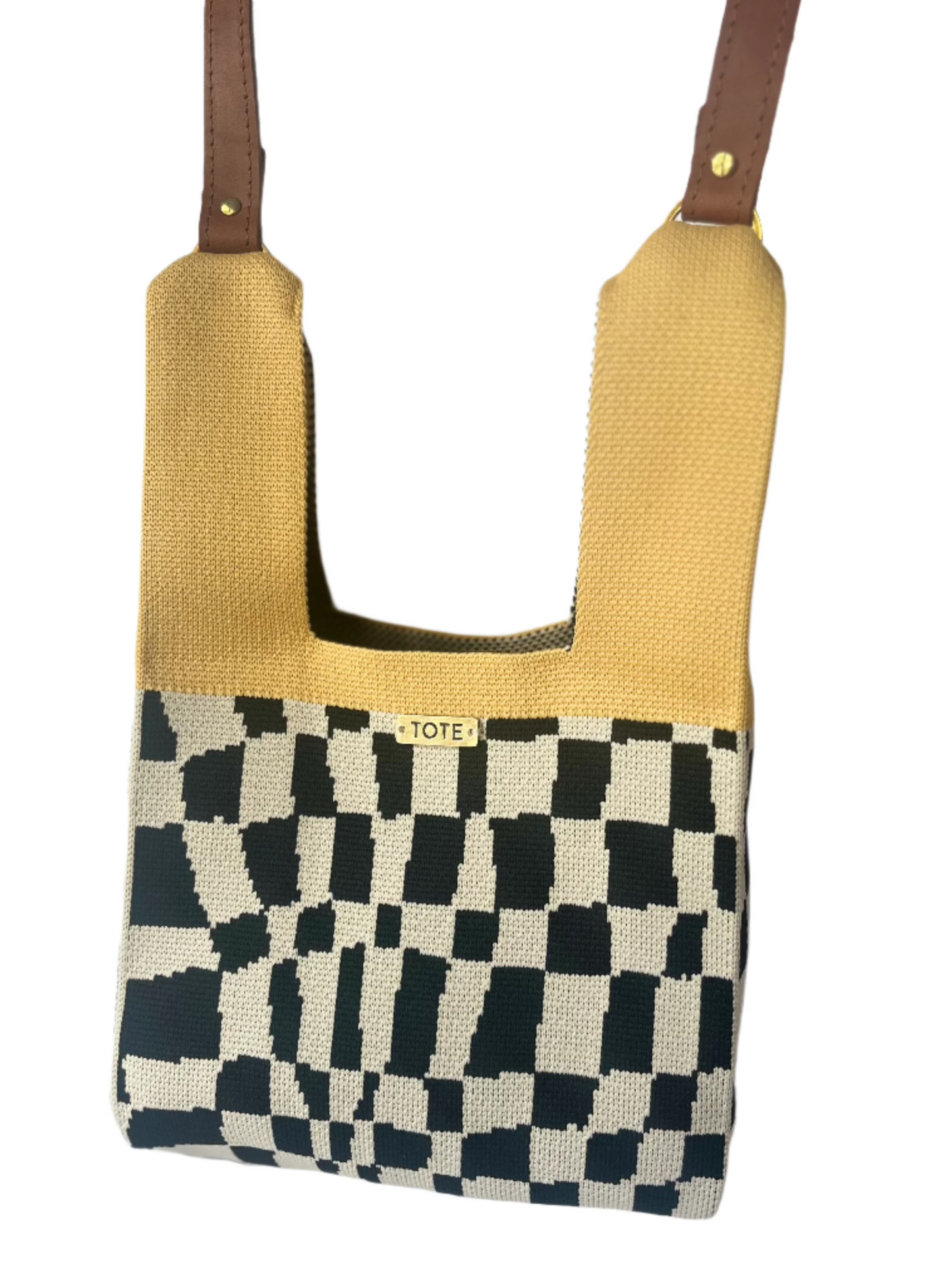 Tote Petite Shopper - Check & yellow