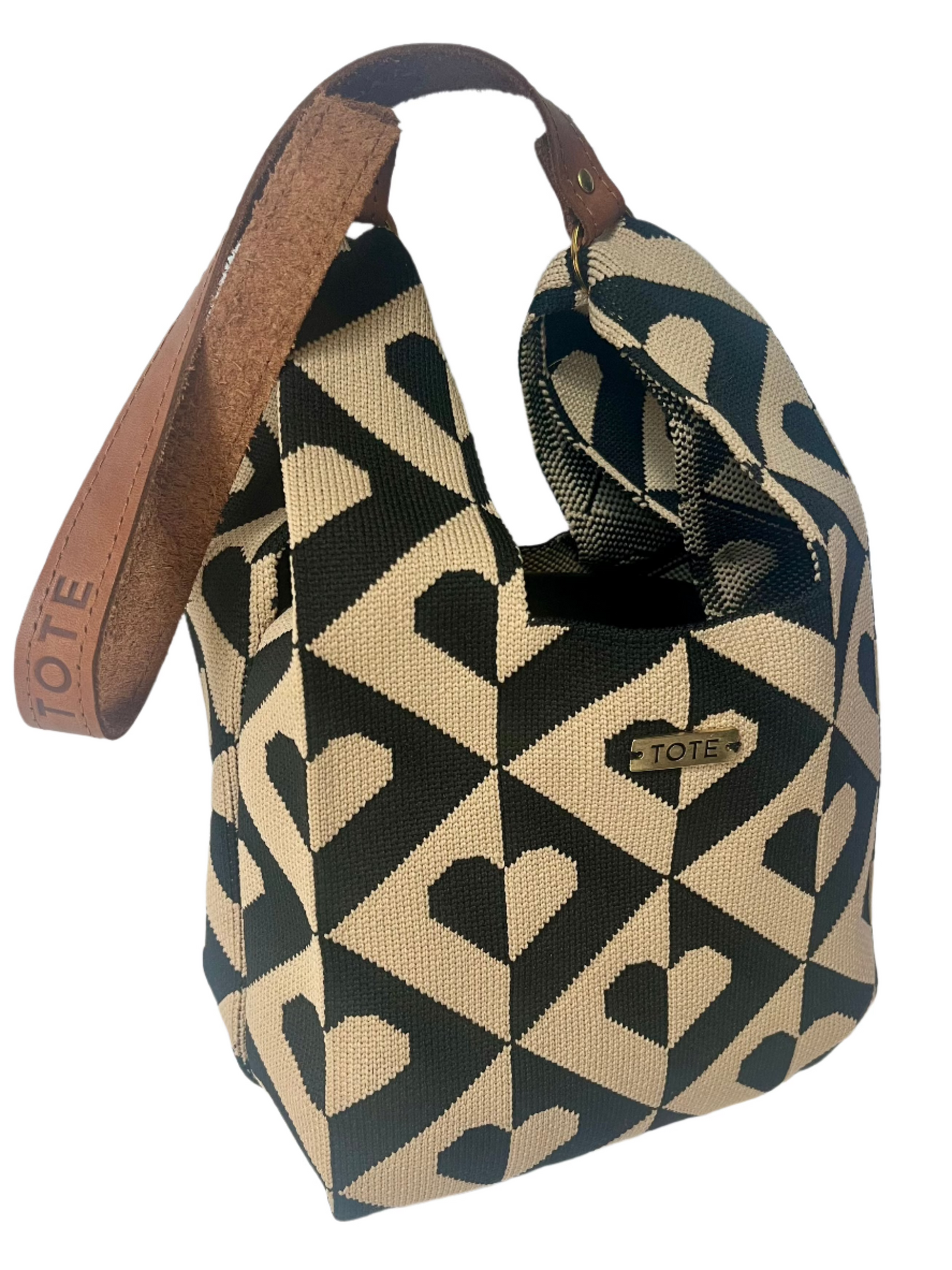 Tote Petite Shopper - Black & coffee hearts