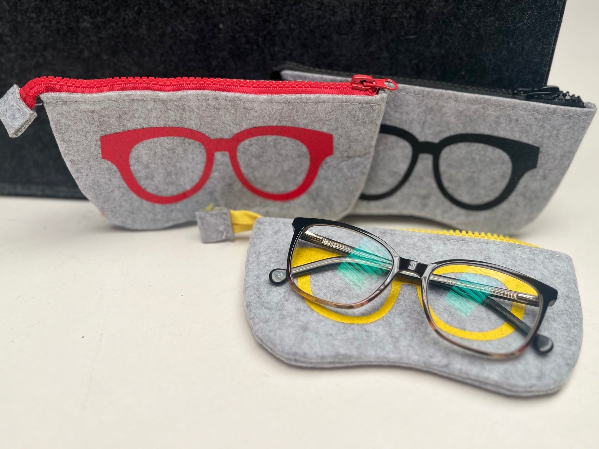 Grey eyewear case with red accent - Tote South Africa