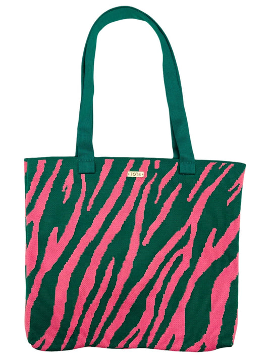 Tote Knitted Shoulder Bags - Green and pink zebra - Tote South Africa