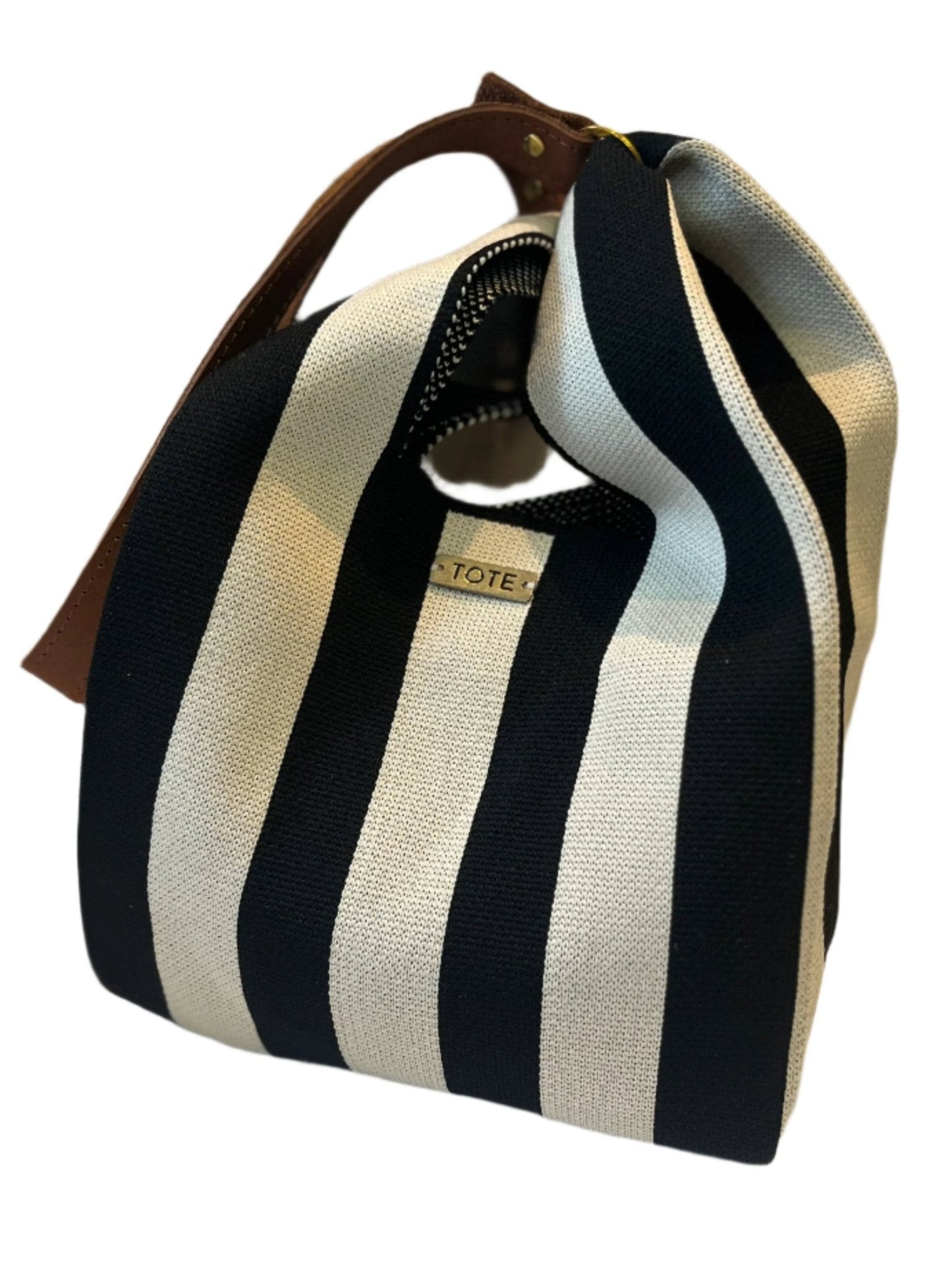 Tote Petite Shopper - Black and off - white stripe - Tote South Africa