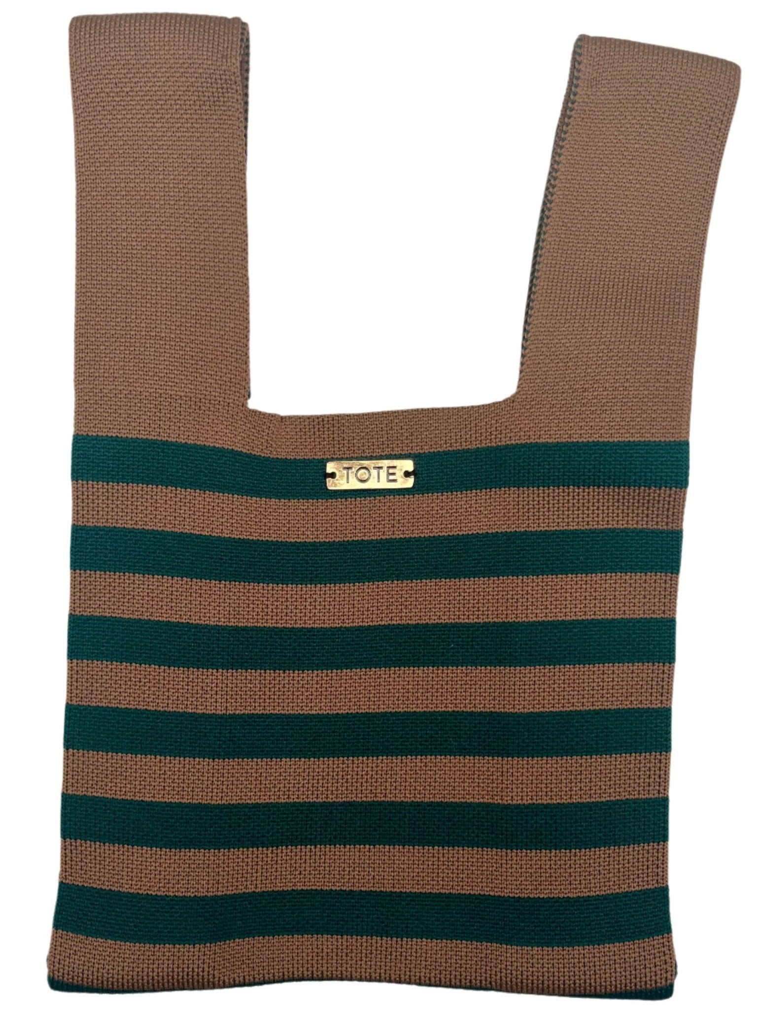 Tote Petite Shopper - Coffee and green stripe - Tote South Africa