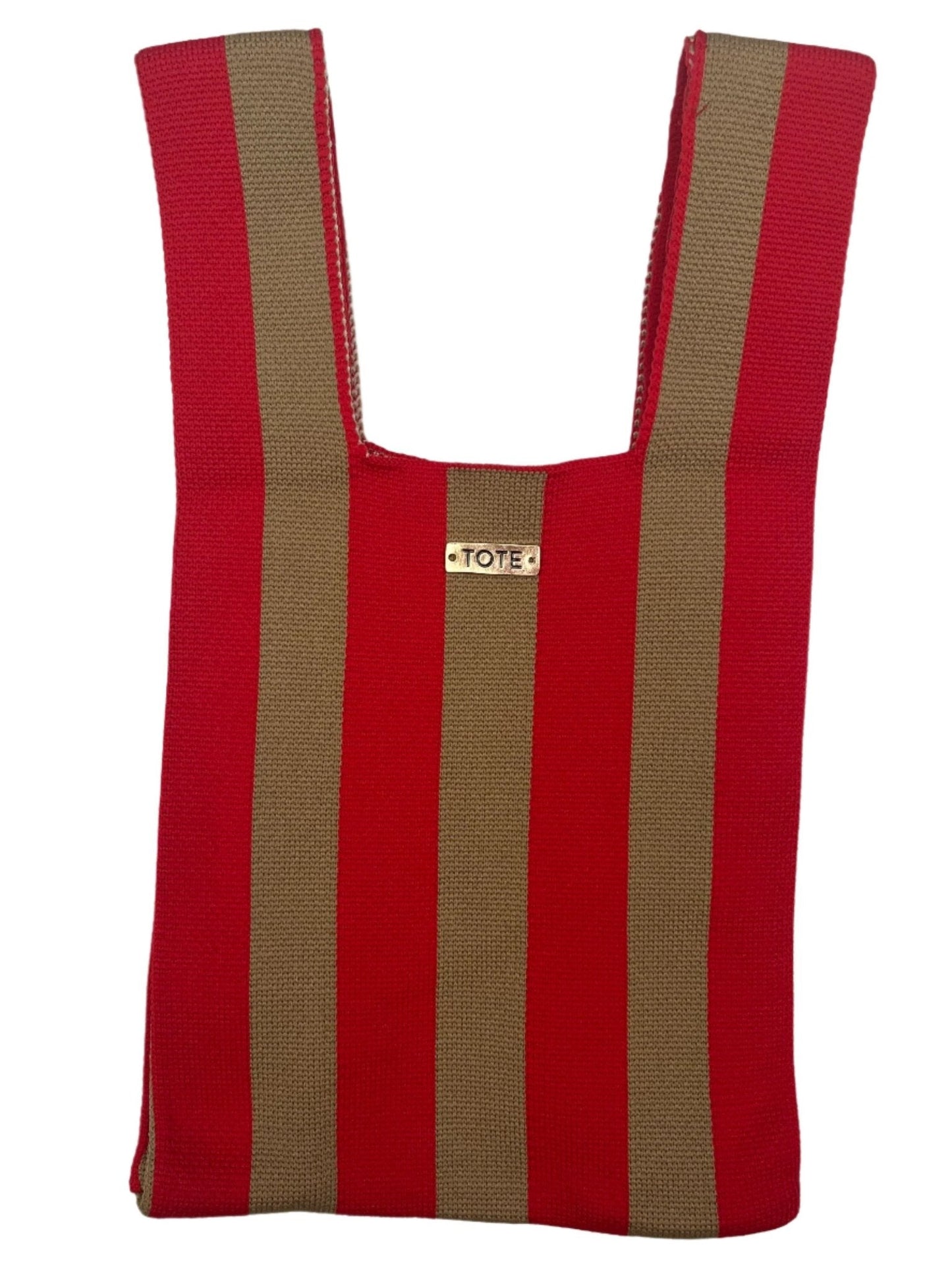 Tote Petite Shopper - Coffee and red stripe - Tote South Africa