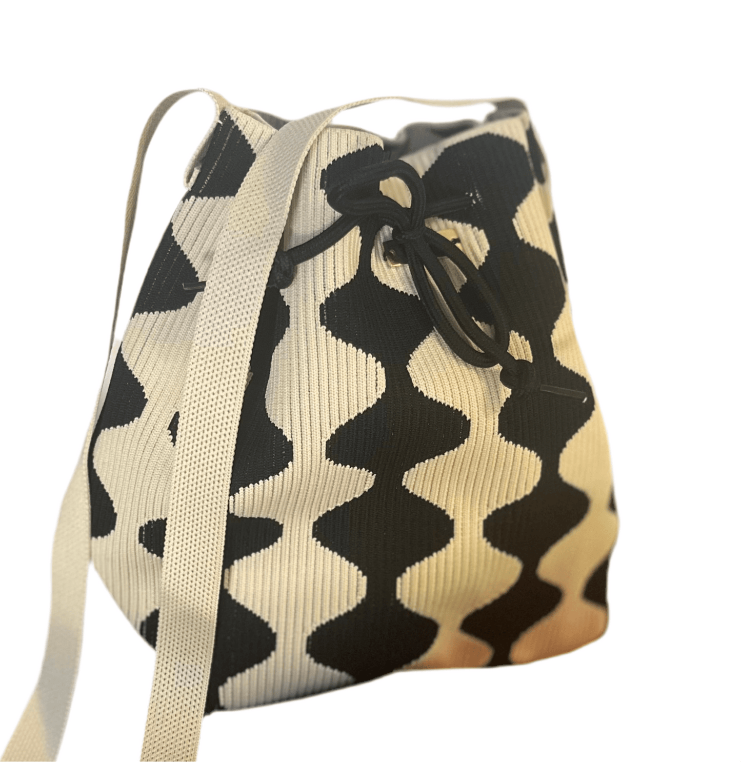 Tote Pleated Shoulder Bag - White & black - Tote South Africa